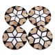 Round Tea Coaster Wood Flower Pattern Resin CoasterÂ In Set Of 4